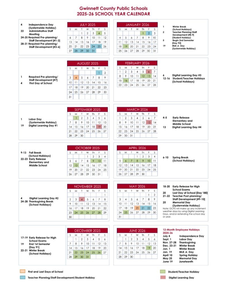 GCPS county School Calendar 2526 [Revised] EduCounty