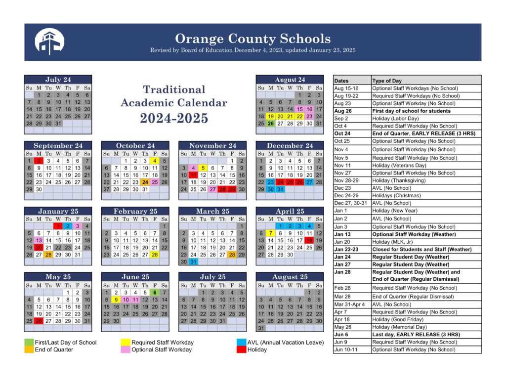 Orange County NC Schools Calendar 2425 EduCounty