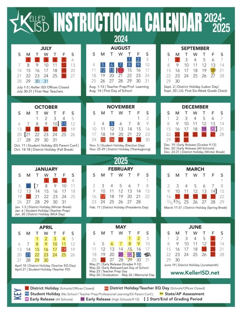 keller isd schools calendar 24-25
