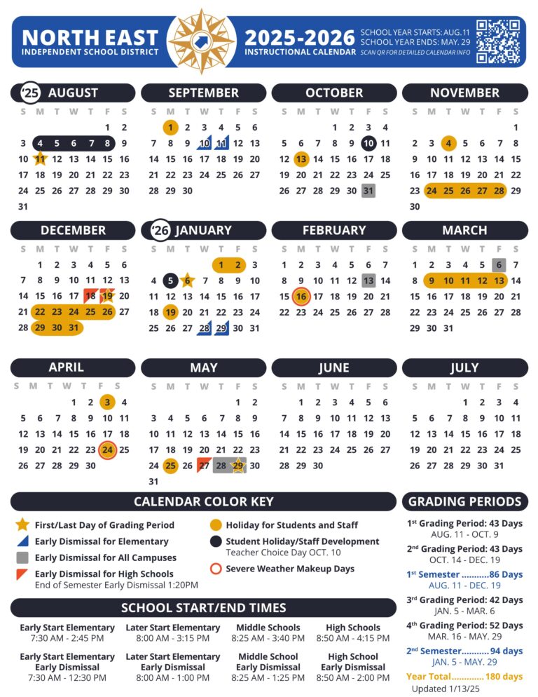 North East NEISD School Calendars 2526 [PDF] EduCounty