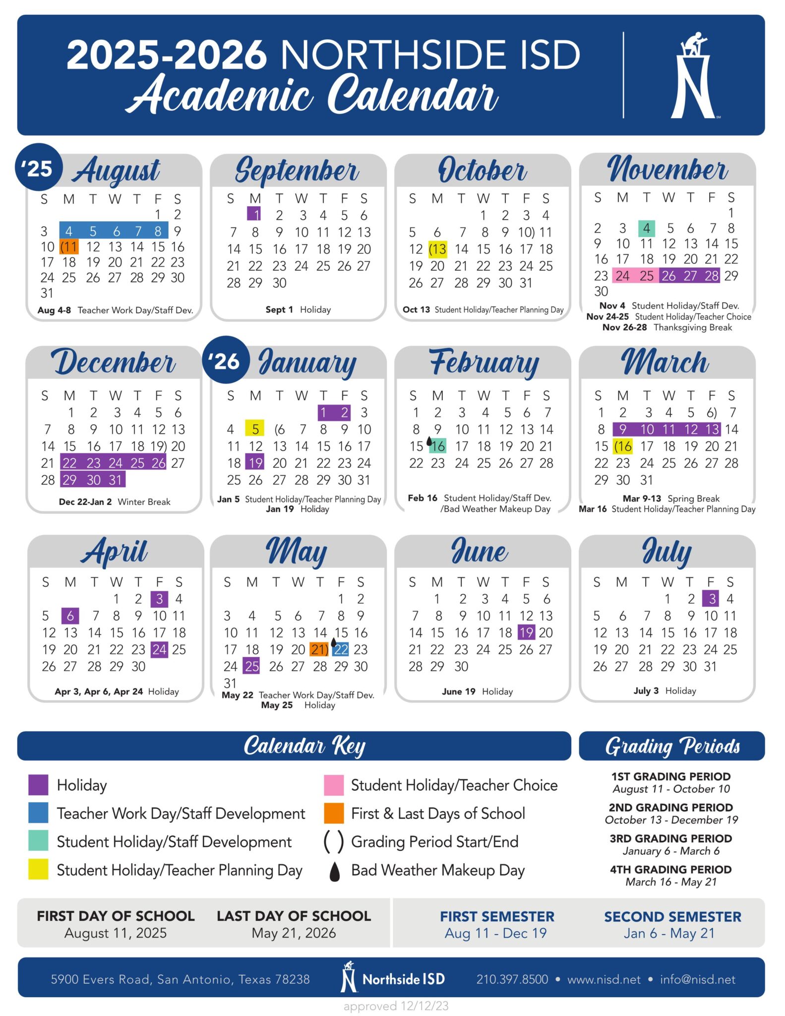 Northside ISD School Calendar 2526 [PDF] EduCounty