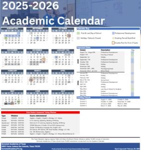 Somerset Academy texas calendar 25-26
