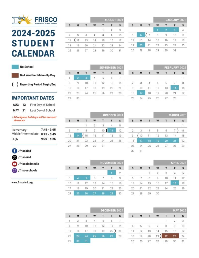 FRISCO ISD SCHOOL CALENDAR 24-25