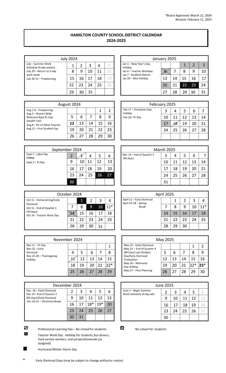 Hamilton County Schools Calendar 2425 [PDF] EduCounty