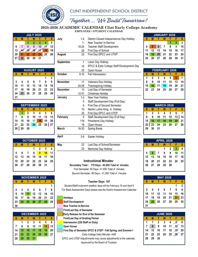 CLINT ISD School Calendar 2526 [PDF] EduCounty
