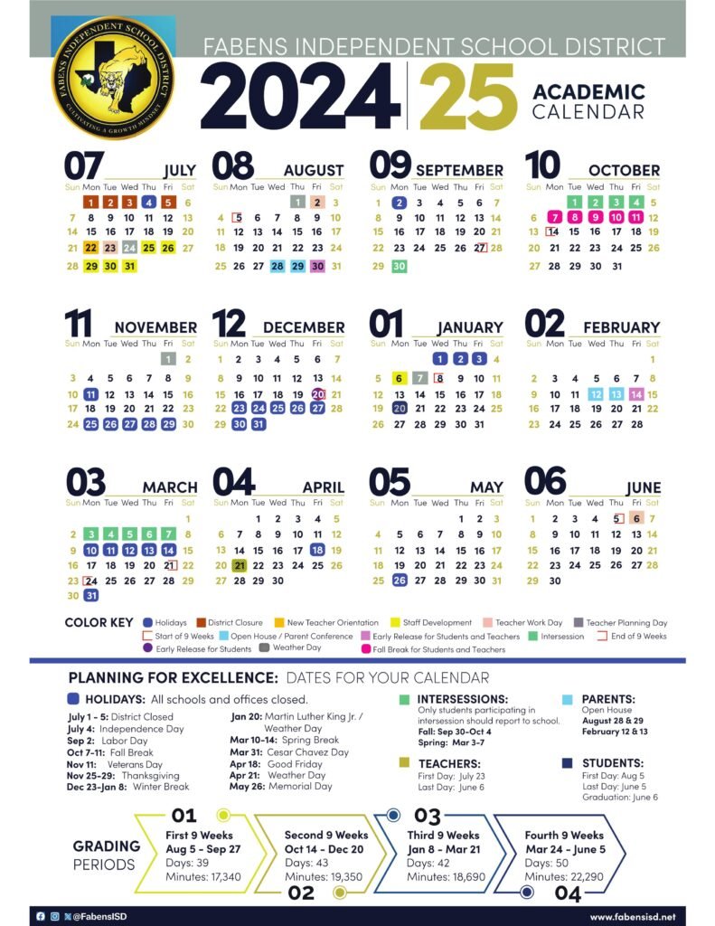 FABENS ISD School Calendar 24 25 PDF EduCounty