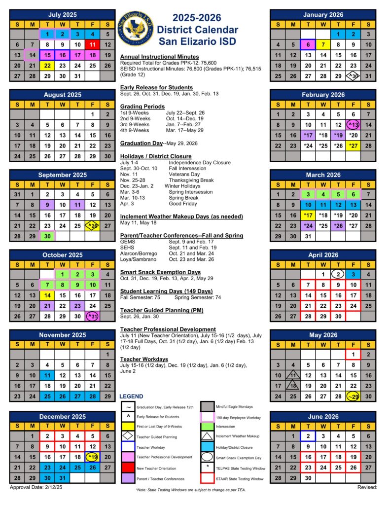 SAN ELIZARIO ISD School Calendar 25 26 PDF EduCounty san-elizario-isd-school-calendar-25-26-pdf-educounty