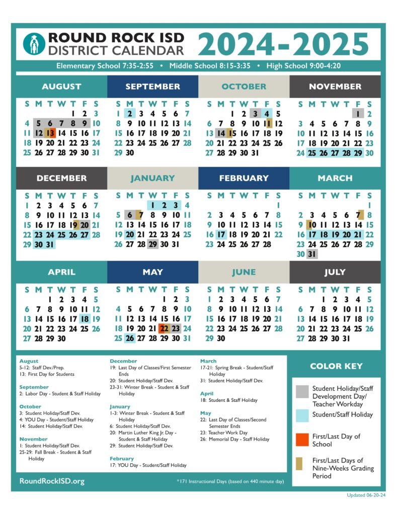 ROUND ROCK ISD school calendar 24-25