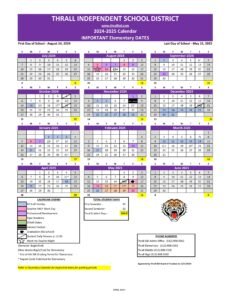 THRALL ELEMENTART SCHOOL CALENDAR