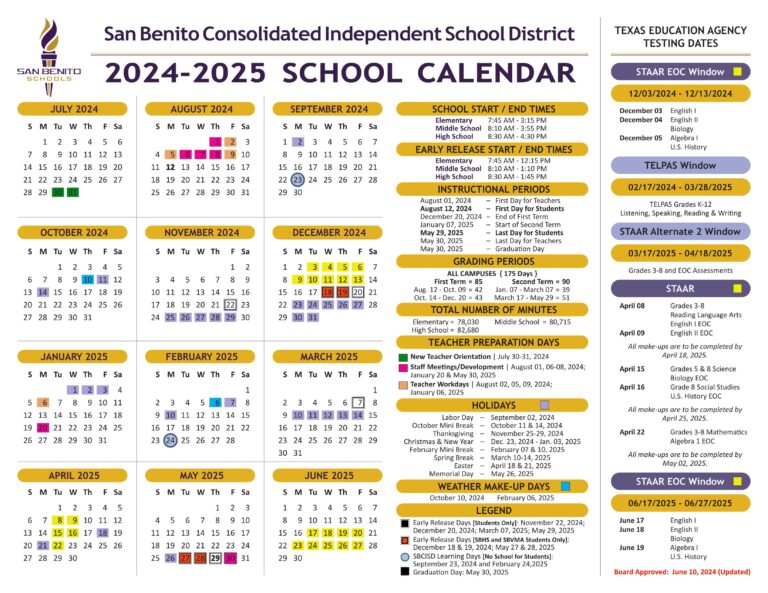 San Benito CISD School Calendar 2425 [PDF] EduCounty