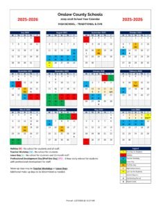 onslow county high school calendar 24-25