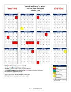 onslow county 12 month school calendar 24-25