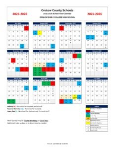 onslow county early college high school calendar