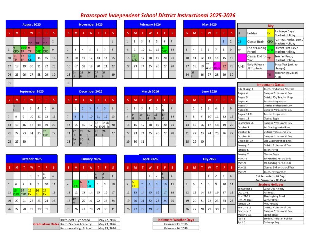 cbisd COLUMBIA-BRAZORIA ISD school calendar 25-26