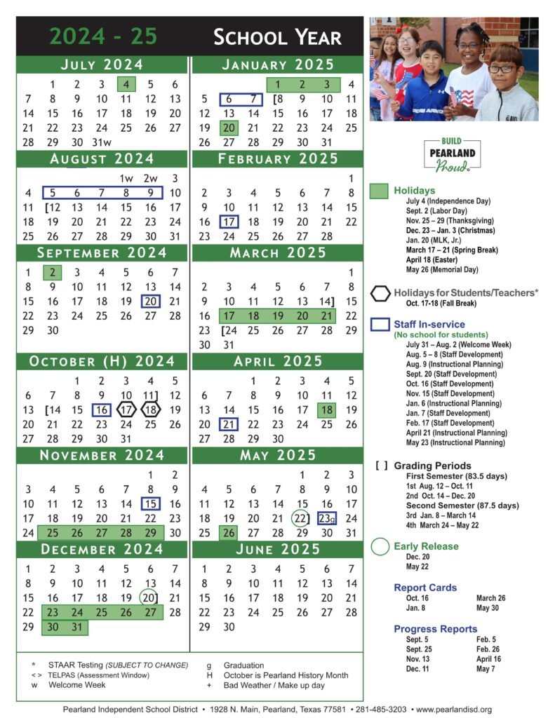 pearland isd school calendar 24-25
