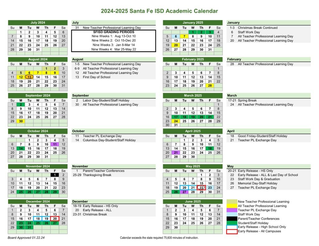 SANTA FE ISD SCHOOL CALENDAR 24-25