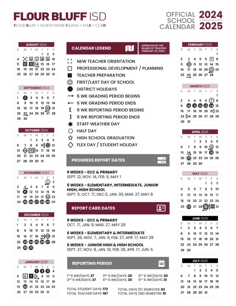 FLOUR BLUFF ISD SCHOOL CALENDAR 24-25