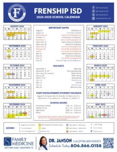 FRENSHIP ISD SCHOOL CALENDAR 24-25