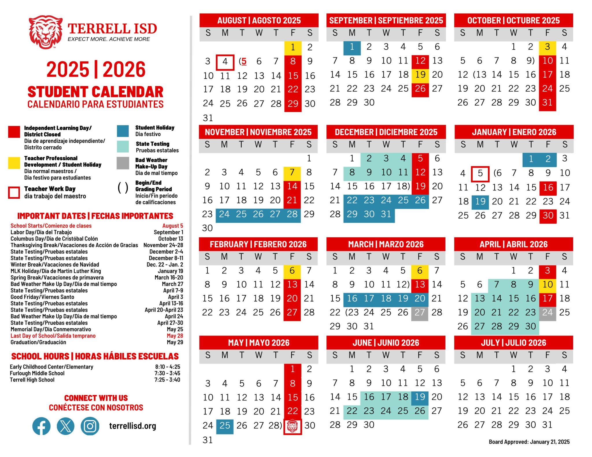 Terrell ISD School Calendar 25 26 PDF EduCounty Terrell ISD School Calendar 25 26 PDF EduCounty