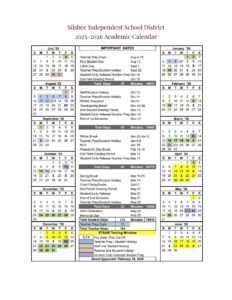 Silsbee ISD School Calendar 25-26