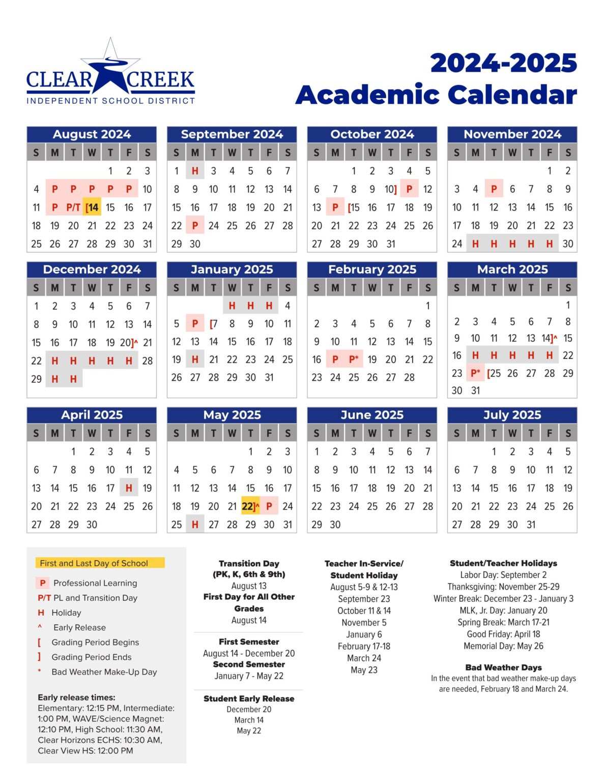 Clear Creek ISD Schools Calendar 2526 [PDF] EduCounty
