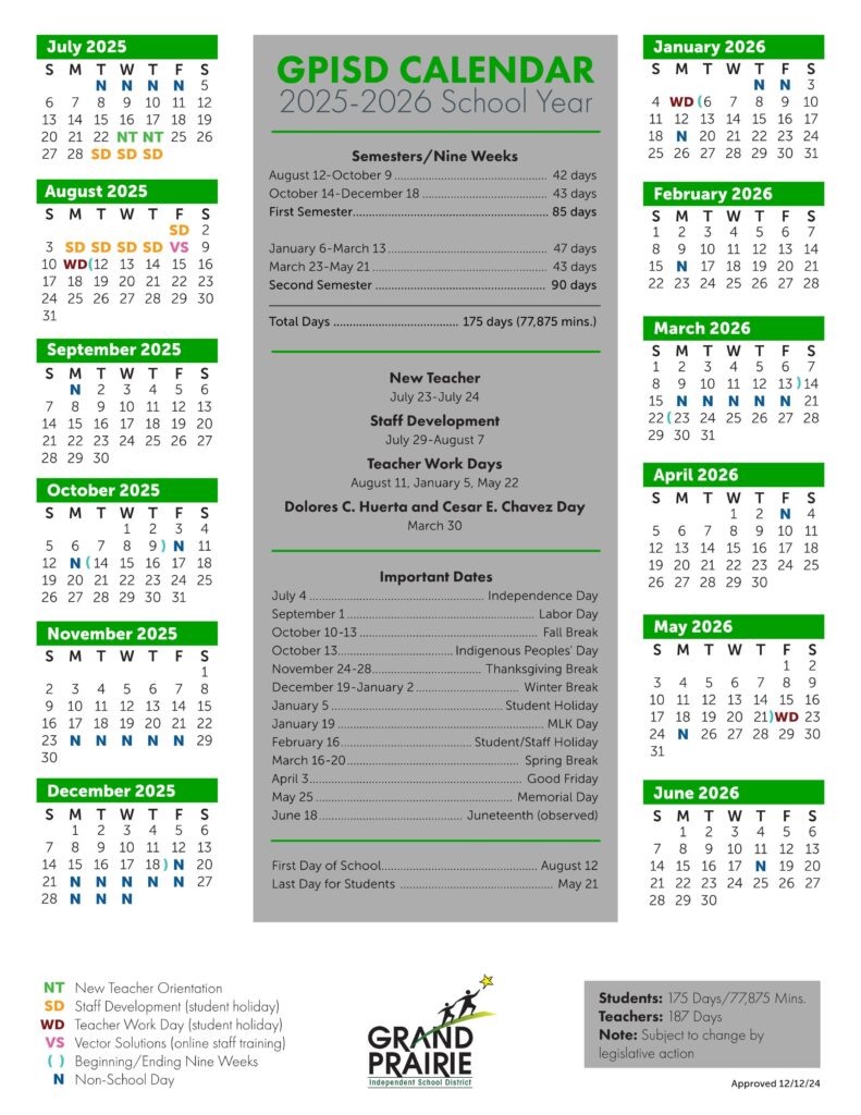 Grand Prairie GPISD School District Calendar 2526 [PDF] EduCounty