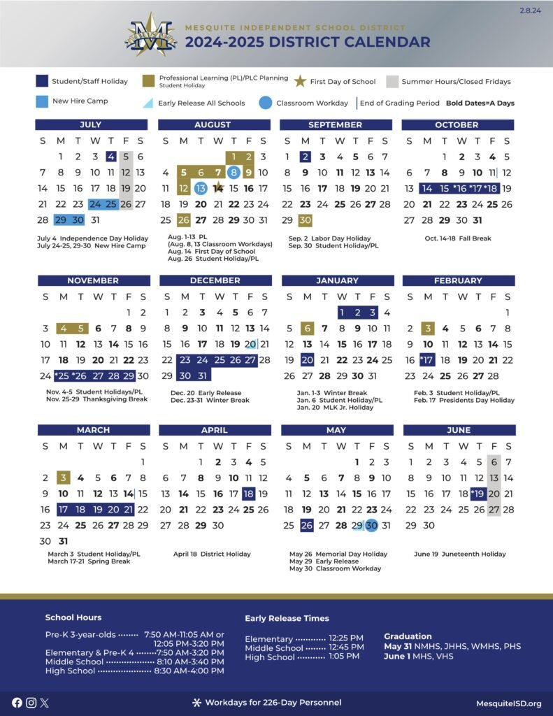 misd Mesquite Independent School District CALENDAR 24-25