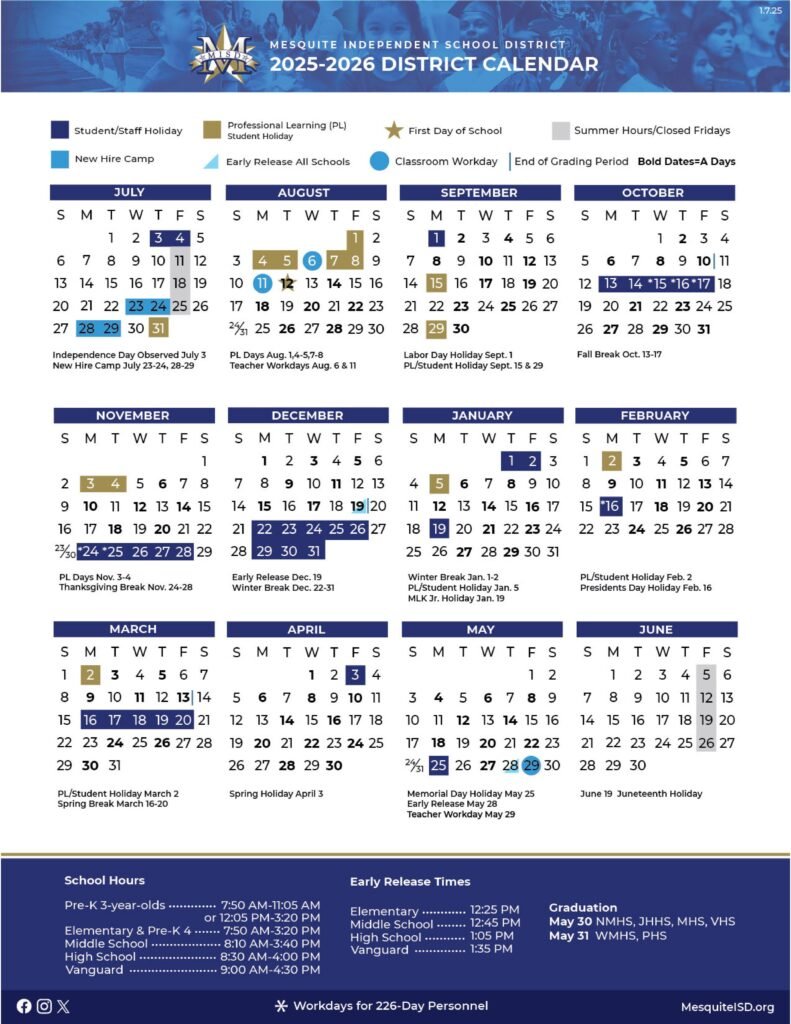 misd Mesquite Independent School District CALENDAR