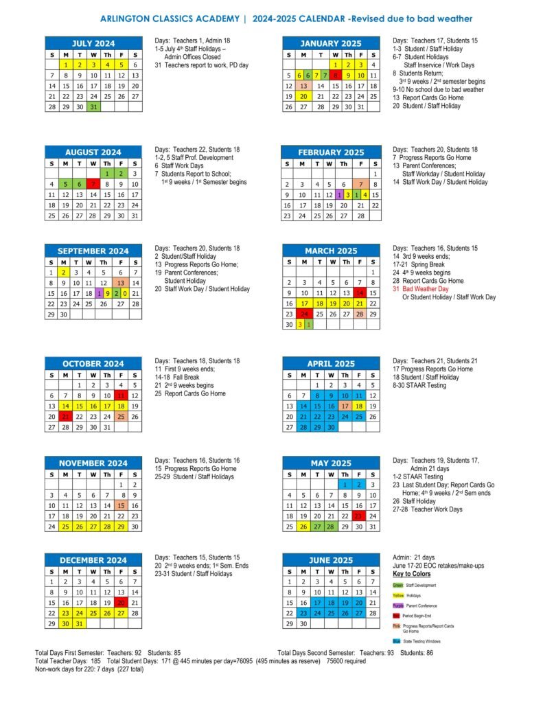Arlington Classics Academy Calendar 24-25
