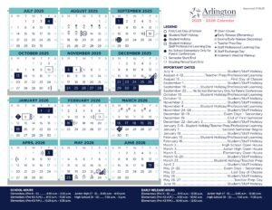 Arlington isd school calendar 25-26