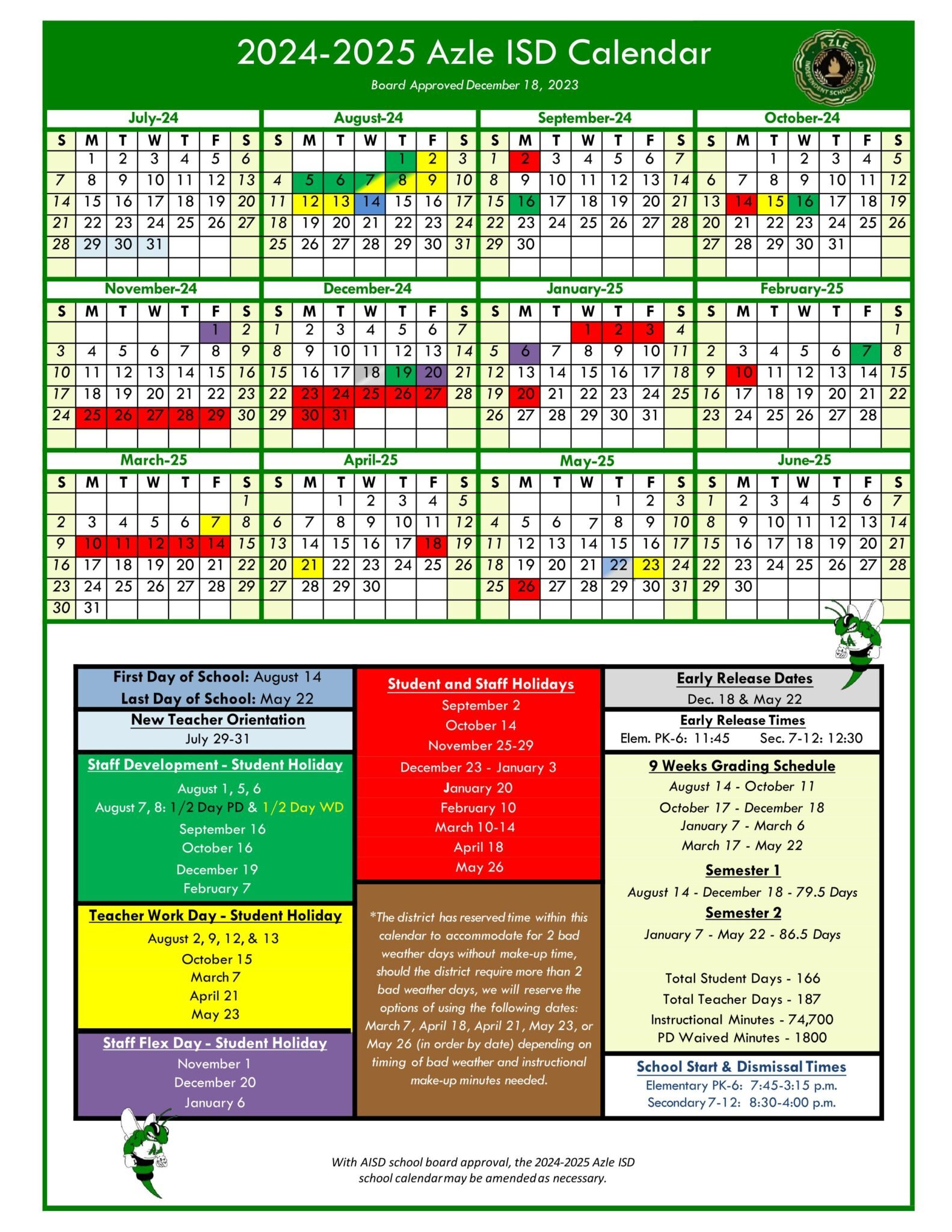 Azle ISD Schools District Calendar 24 25 PDF EduCounty Azle ISD Schools District Calendar 24 25 PDF EduCounty