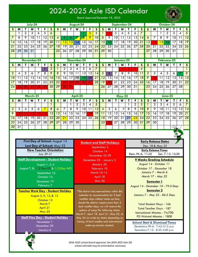 AZLE ISD SCHOOL CALENDAR 24-25