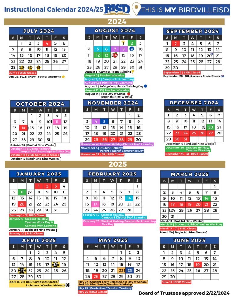 bisd school district calendar 24-25