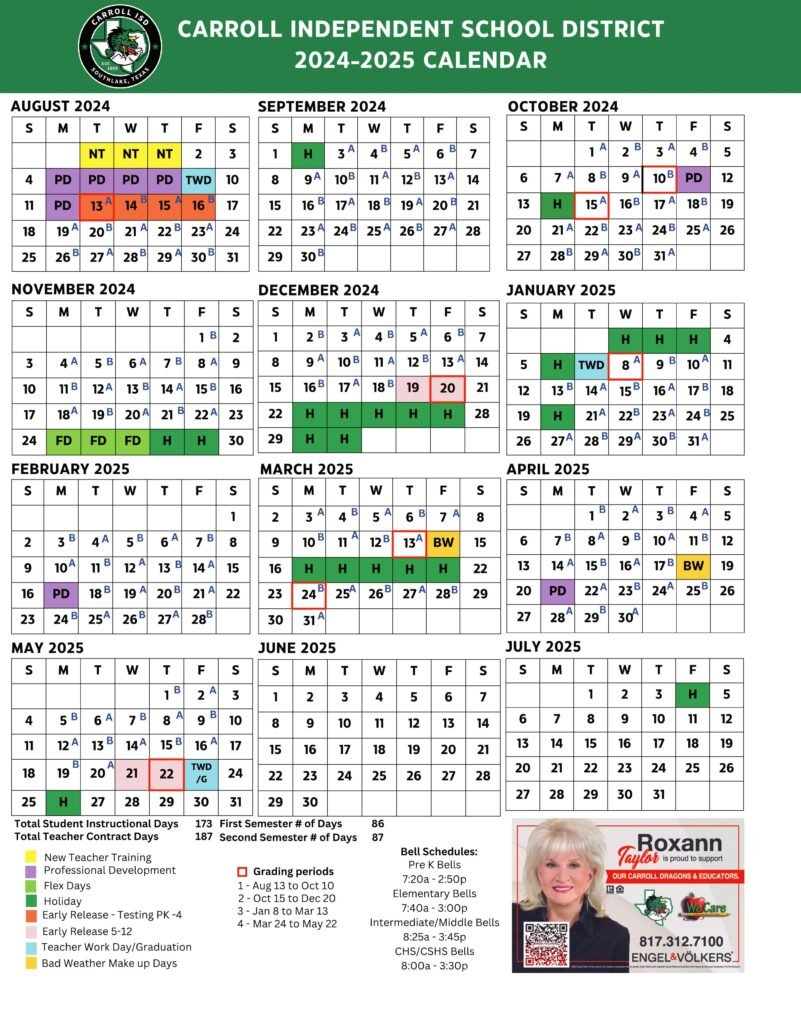 CARROLL ISD school Calendar 24-25