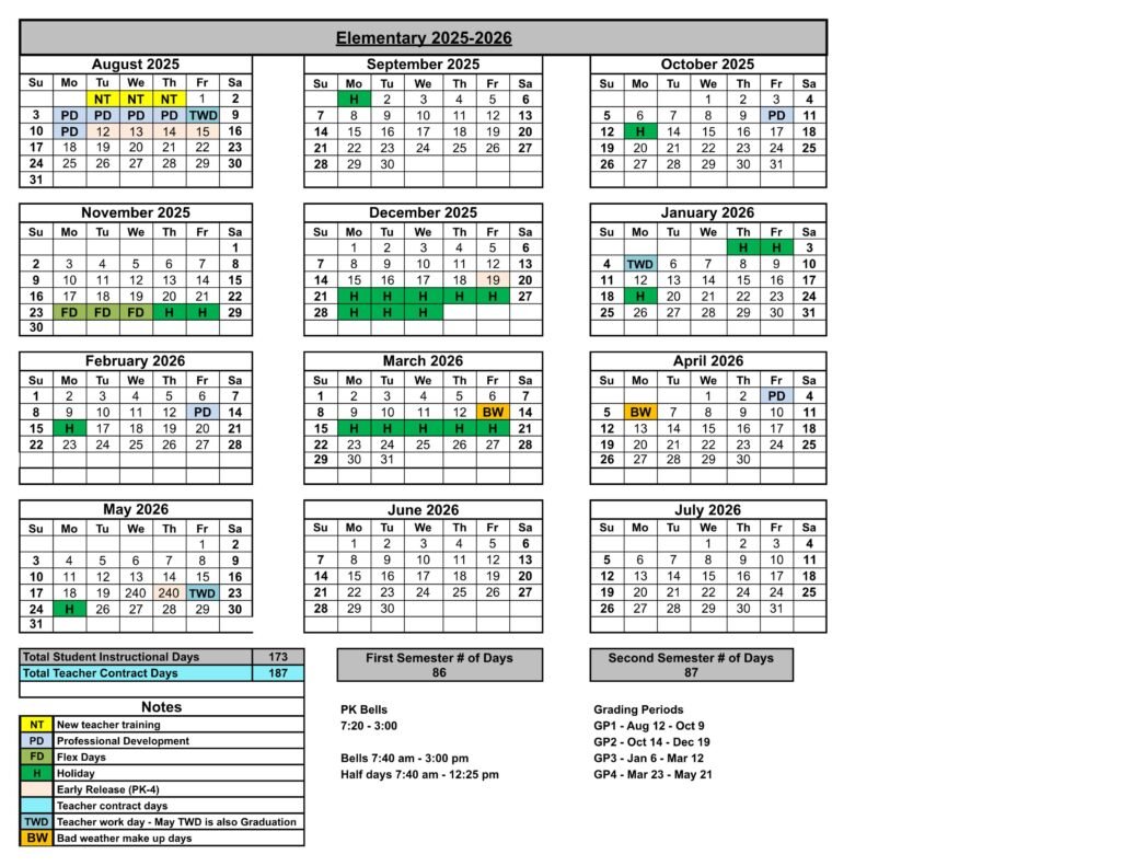 CARROLL ISD school Calendar 25-26