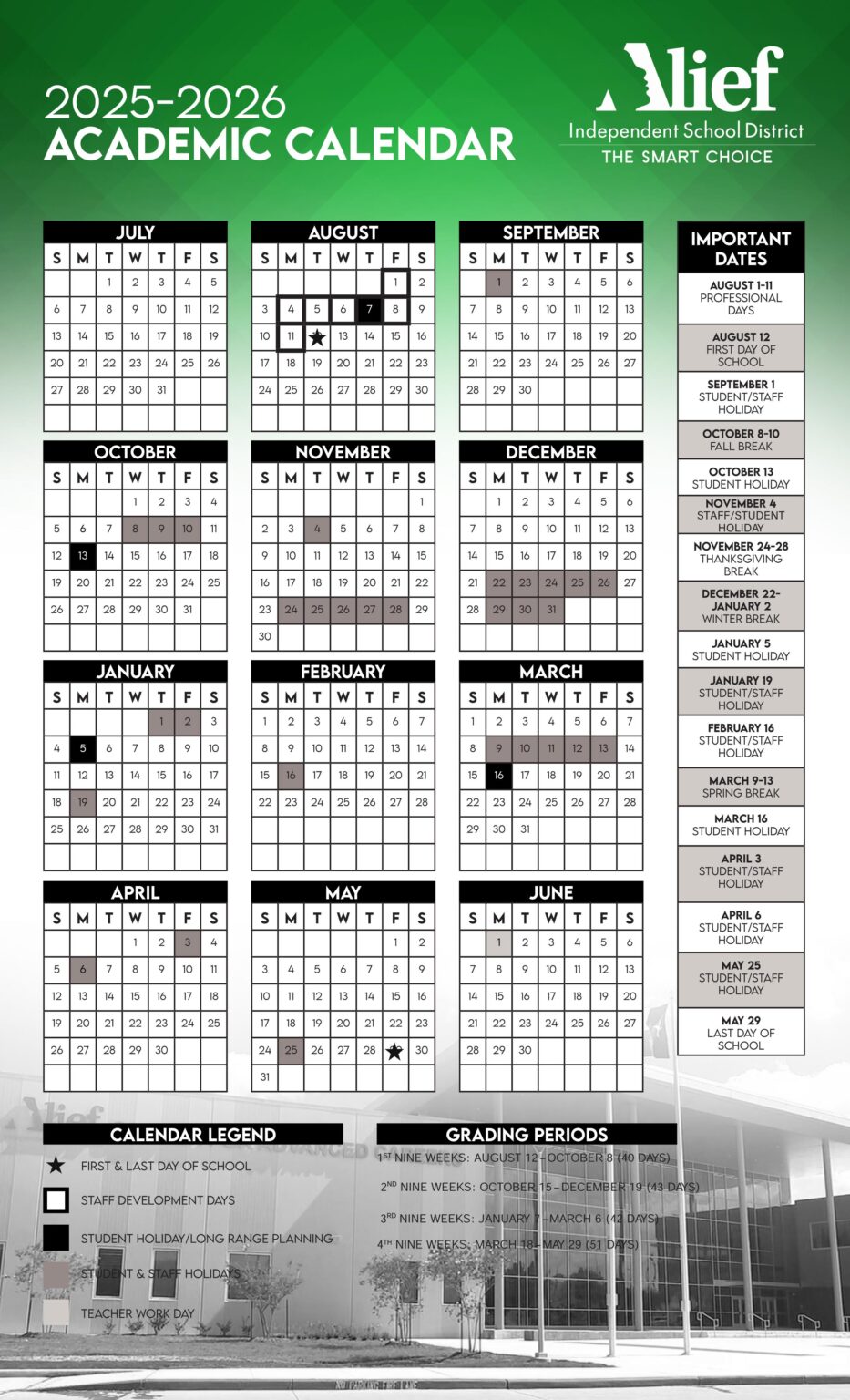 Alief ISD School District Calendar 2526 [PDF] EduCounty