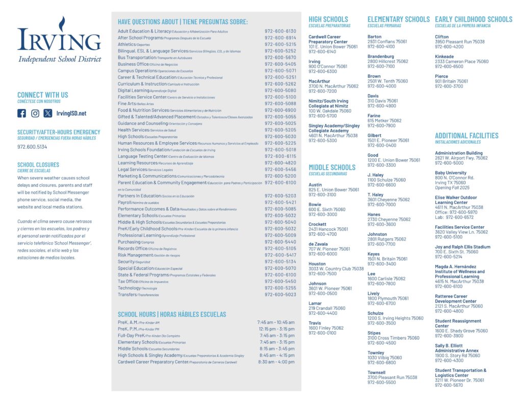 Irving ISD School District Calendar 2526 [PDF] EduCounty