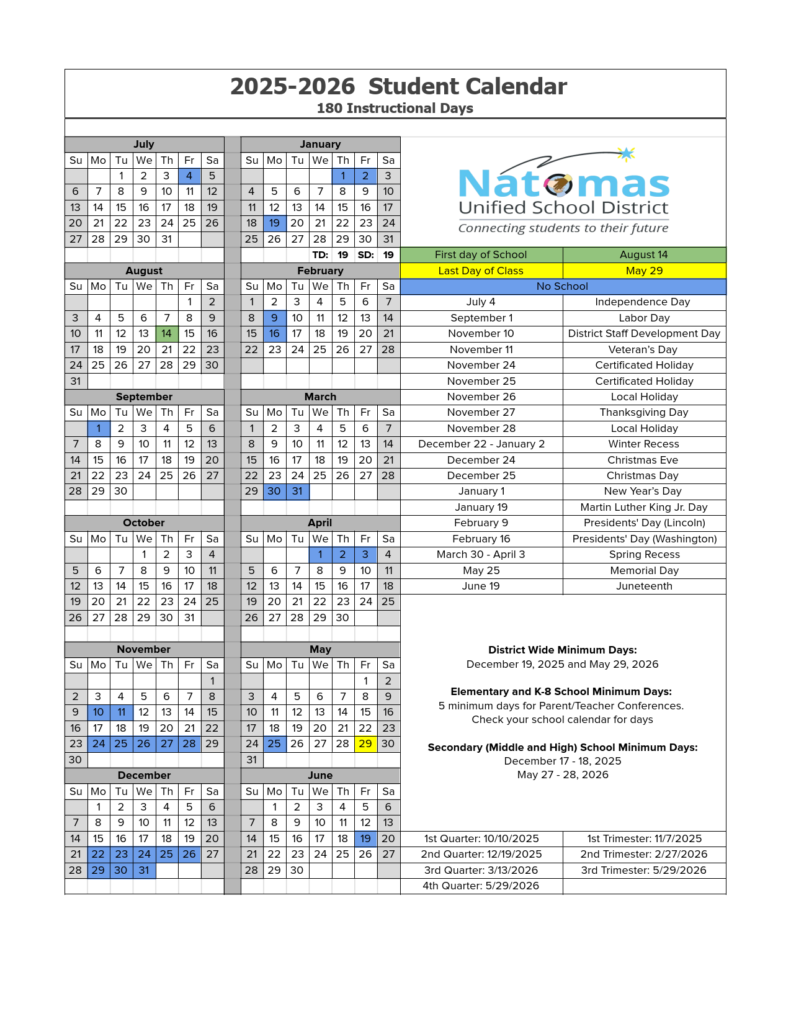 Natomas Unified School District Calendar 25-26 [PDF] REVISED - EduCounty