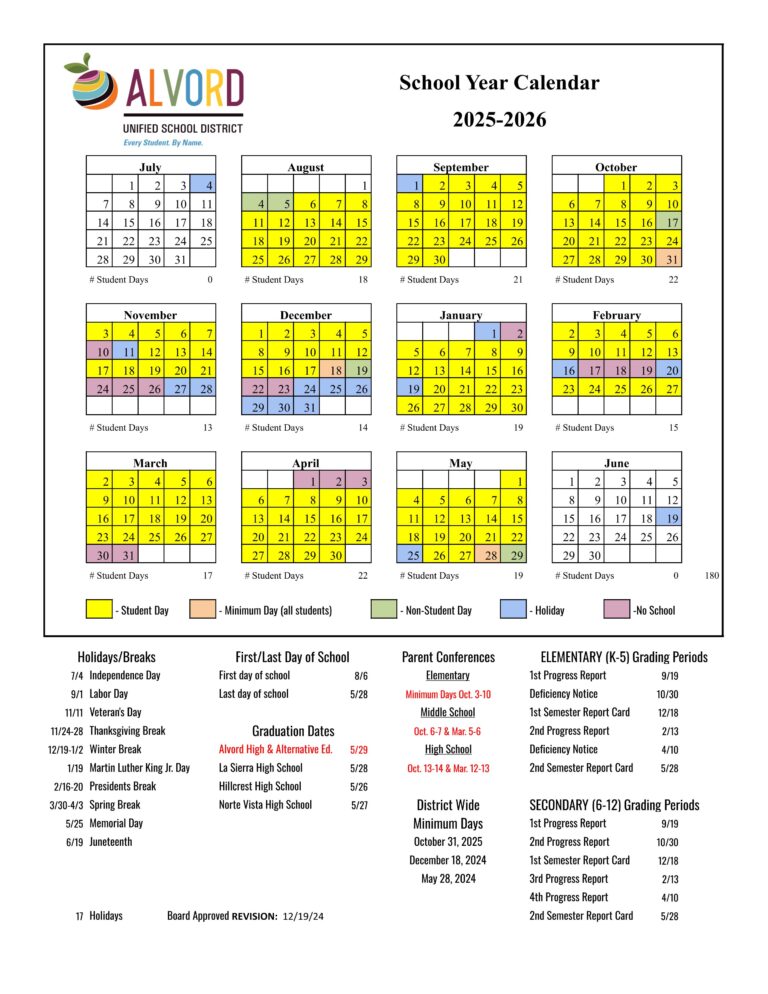 Alvord Unified School District 2526 Calendar [pdf] EduCounty