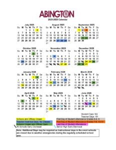 Abington School District calendar 25-26