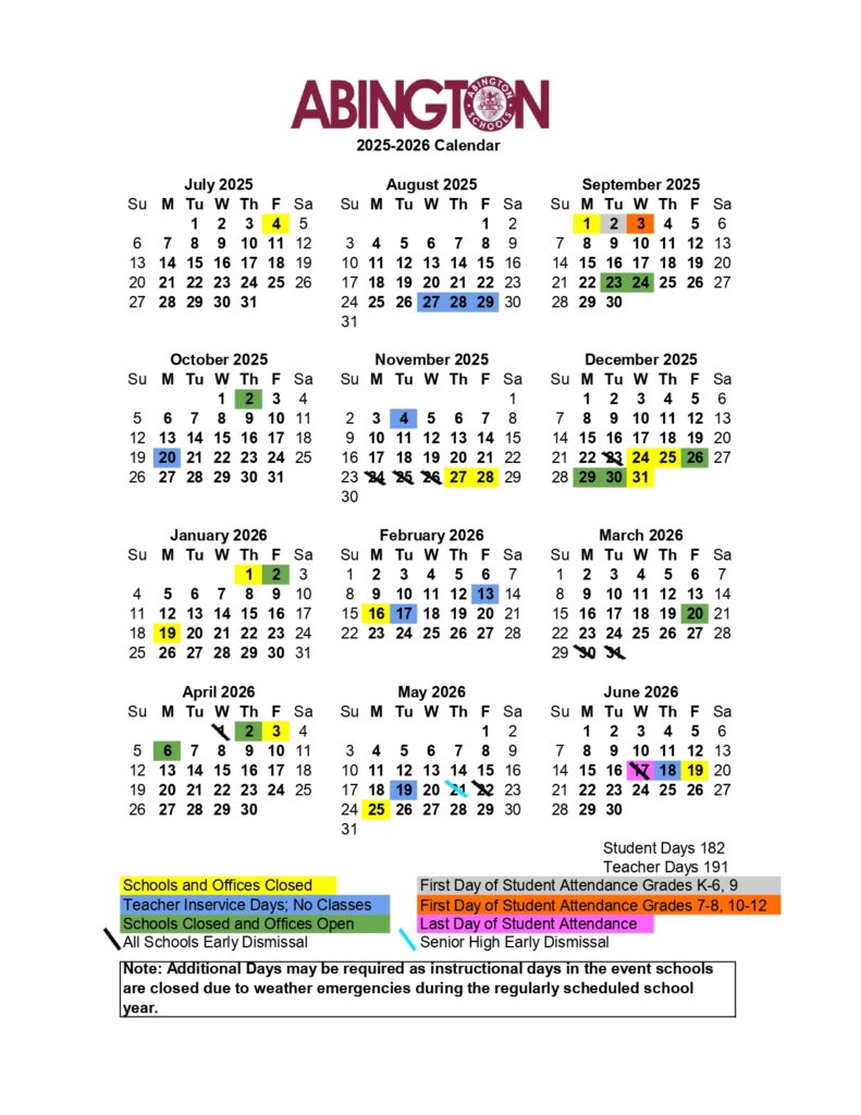 Abington School District Calendar 2526 [PDF] Revised EduCounty