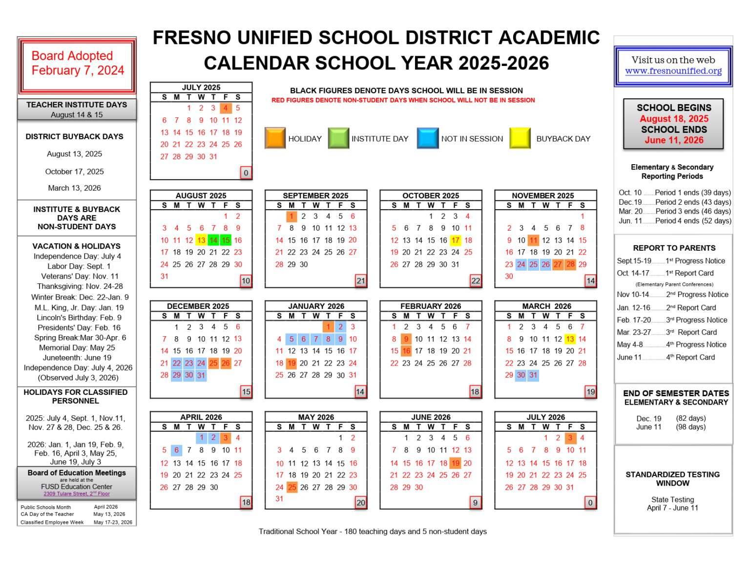Fresno Unified School District Calendar 2526 [PDF] revised EduCounty