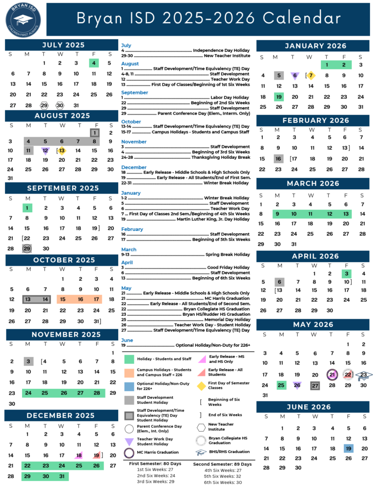 Bryan ISD School Calendar 2526 [PDF] EduCounty