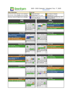 Brenham ISD School Calendar 25-26