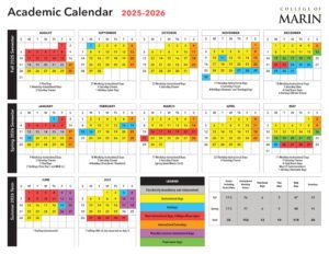 COLLEGE OF MARIN 2025-2026 CALENDAR