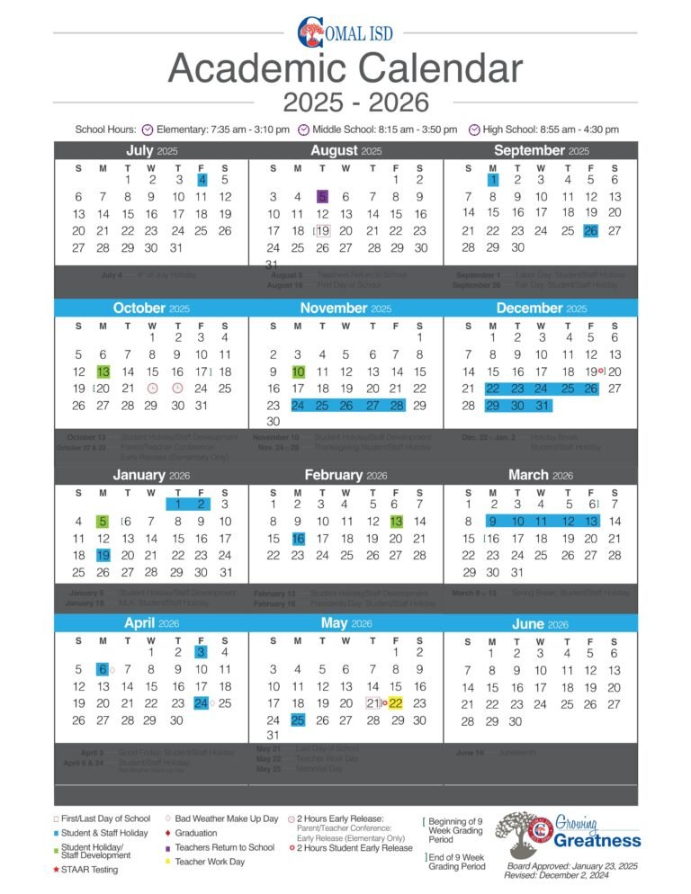 Comal ISD School Calendar 25 26 PDF EduCounty Comal ISD School Calendar 25 26 PDF EduCounty