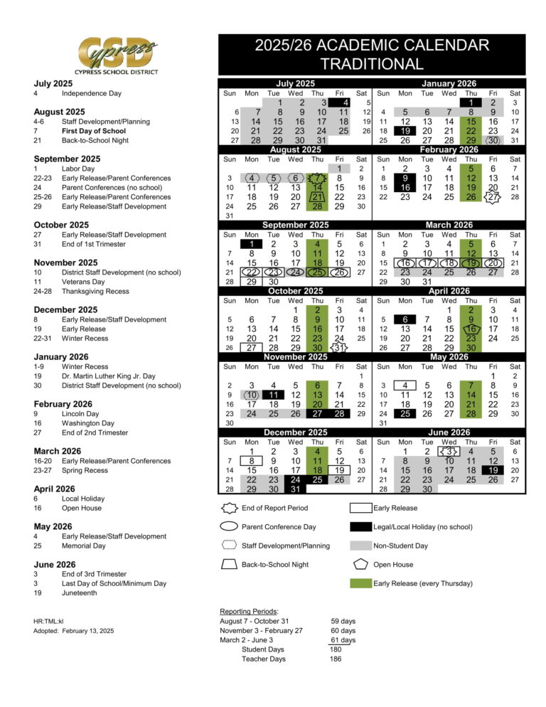 Cypress School District Calendar 2526 [PDF] revised EduCounty