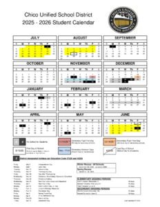 Chico Unified School District calendar 25-26