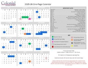 Colonial School District Calendar 25-26
