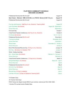 Flat Rock Community Schools Calendar